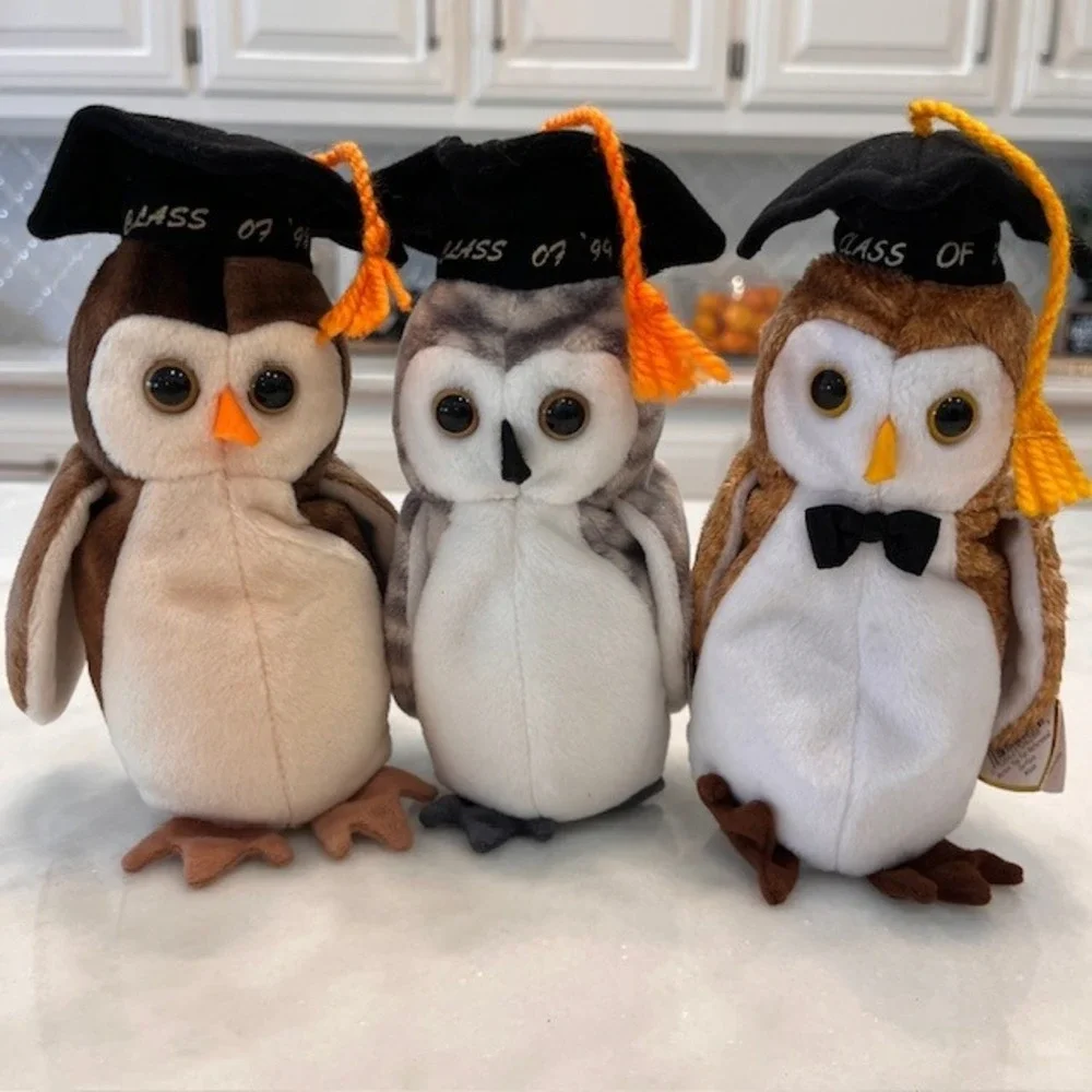 Ty Beanie Babies Wise Wiser Wisest Owl Plush Class of 98 99 00‎ Graduation